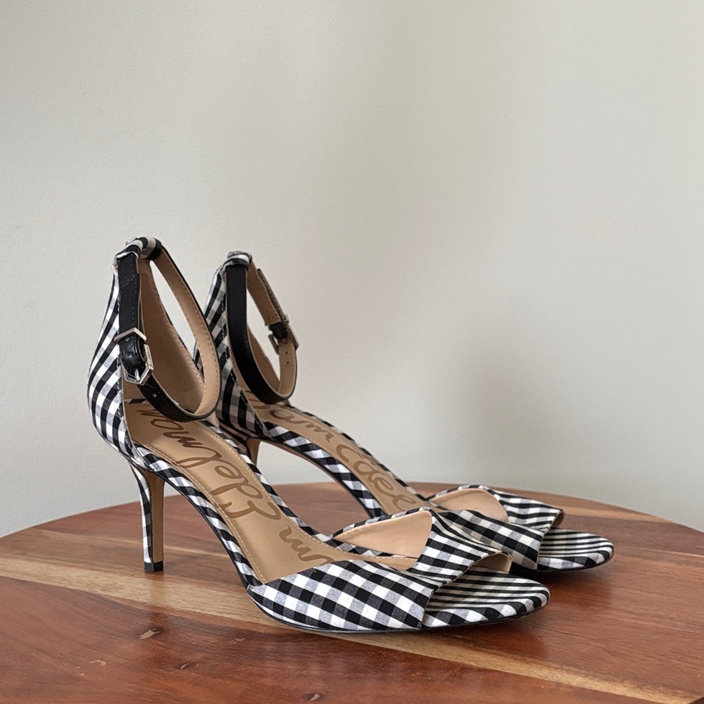 Sam Edelman Black and White Gingham Women's Heels Size 6.5
